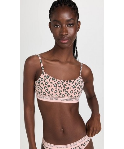 Women’s CK One Cotton Unlined Bralette Stephen Leopard Peach Melba $11.89 Lingerie