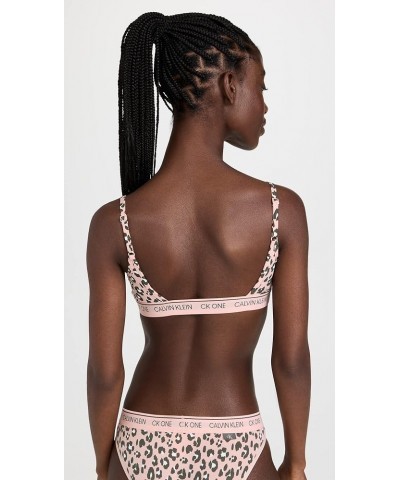 Women’s CK One Cotton Unlined Bralette Stephen Leopard Peach Melba $11.89 Lingerie