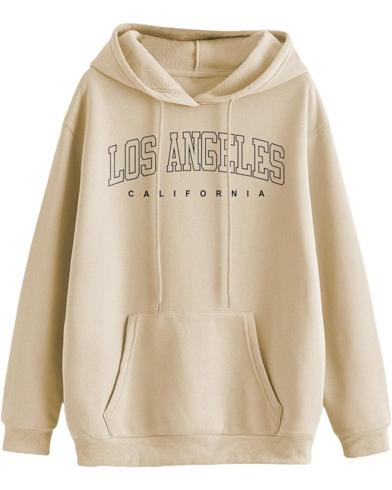 Women Casual Fashion California Hoodie Los Angeles Pullover Drawstring Graphic Sweatshirt Khaki Graphic $19.37 Hoodies & Swea...