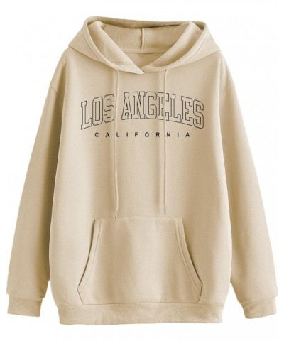 Women Casual Fashion California Hoodie Los Angeles Pullover Drawstring Graphic Sweatshirt Khaki Graphic $19.37 Hoodies & Swea...