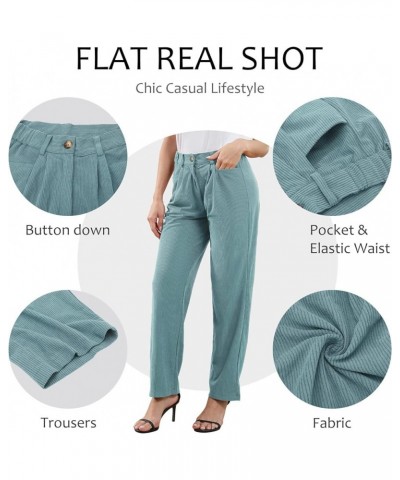 Womens Casual High Waisted Corduroy Straight Leg Pants Loose Comfy Trousers with Pockets 3-mint Green $23.09 Pants