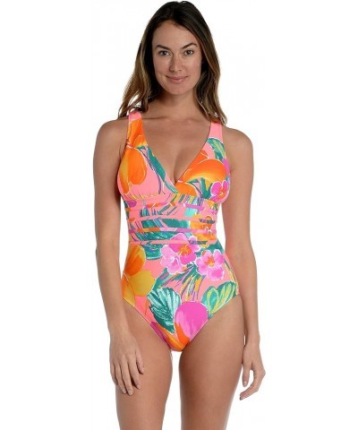 Women's Multi Strap Cross Back One Piece Swimsuit Hot Coral//Isla Del Sol $52.65 Swimsuits