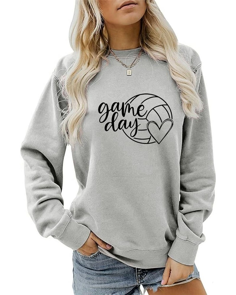 Women's Volleyball Game Day Sweatshirt, Casual and Trendy Cotton Blend Top, Volleyball Lovers Gift Gray $18.59 Hoodies & Swea...