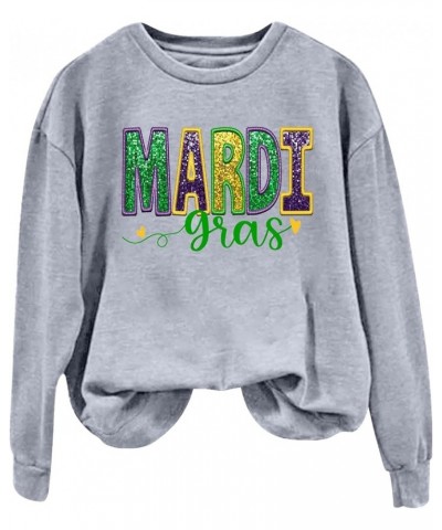 Oversized Crewneck Mardi Gras Sweatshirt For Women Long Sleeve Puls Size Pullover Tops Letters Printed Outfits 011-grey $6.83...