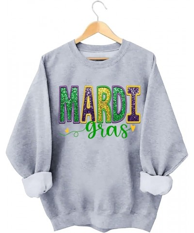 Oversized Crewneck Mardi Gras Sweatshirt For Women Long Sleeve Puls Size Pullover Tops Letters Printed Outfits 011-grey $6.83...