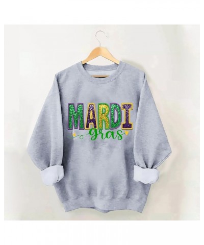 Oversized Crewneck Mardi Gras Sweatshirt For Women Long Sleeve Puls Size Pullover Tops Letters Printed Outfits 011-grey $6.83...