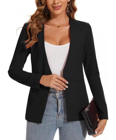 Womens Casual Blazers Open Front Long Sleeve Collarless Blazer Work Office Jackets with Pockets Black $15.84 Blazers