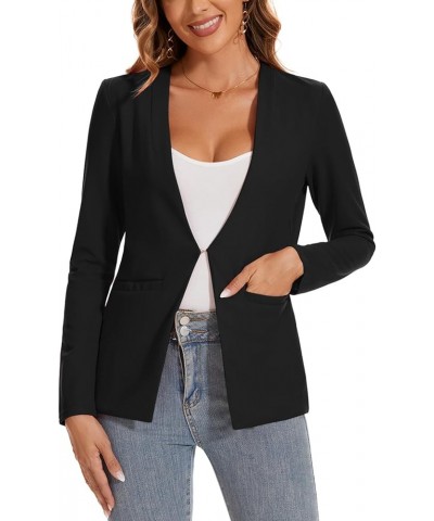 Womens Casual Blazers Open Front Long Sleeve Collarless Blazer Work Office Jackets with Pockets Black $15.84 Blazers