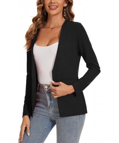 Womens Casual Blazers Open Front Long Sleeve Collarless Blazer Work Office Jackets with Pockets Black $15.84 Blazers