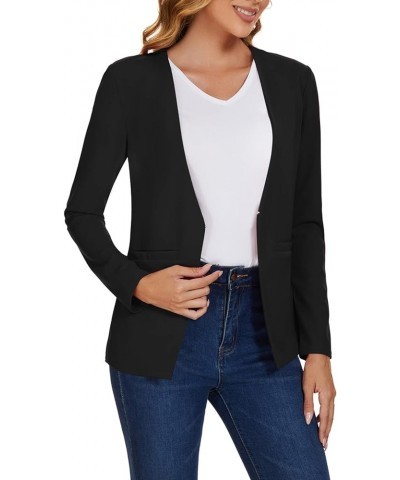 Womens Casual Blazers Open Front Long Sleeve Collarless Blazer Work Office Jackets with Pockets Black $15.84 Blazers