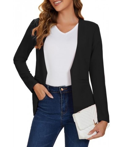 Womens Casual Blazers Open Front Long Sleeve Collarless Blazer Work Office Jackets with Pockets Black $15.84 Blazers