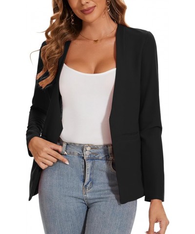 Womens Casual Blazers Open Front Long Sleeve Collarless Blazer Work Office Jackets with Pockets Black $15.84 Blazers