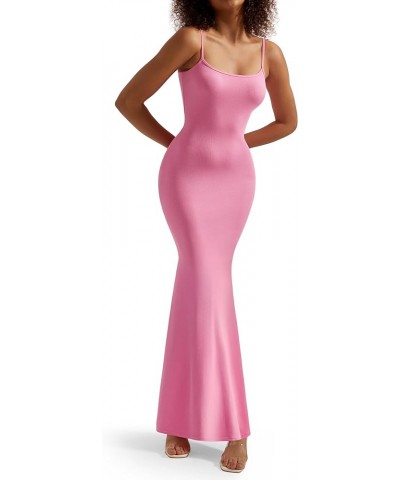 Women Ribbed Long Slip Maxi Dress Sleeveless Sexy Bodycon Dresses 1 Hot Pink $17.37 Dresses