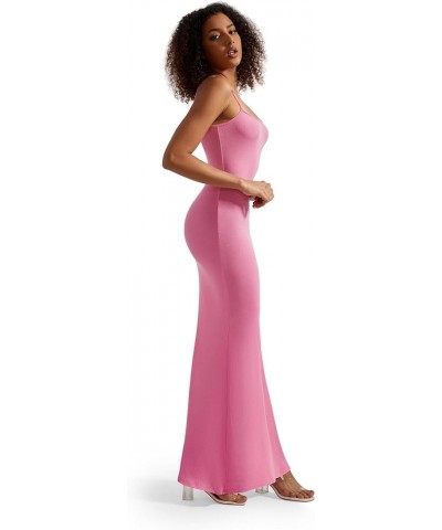 Women Ribbed Long Slip Maxi Dress Sleeveless Sexy Bodycon Dresses 1 Hot Pink $17.37 Dresses