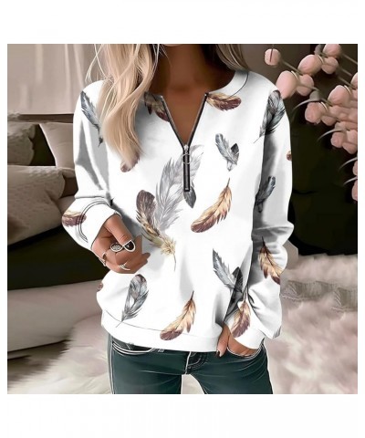 Womens Quarter Zip Pullover Lightweight Graphic Sweatshirt Fall Floral Vintage Clothes Casual Oversized Outfits B-light Gray ...