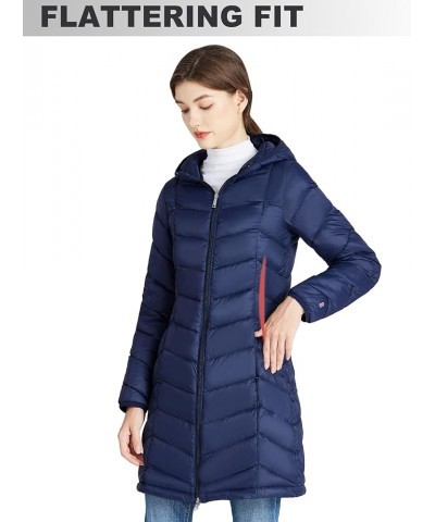 Women’s Lightweight Puffer Coat Long Hooded Puffer Jakcet Packable Warm Winter Coat Navy $21.60 Jackets