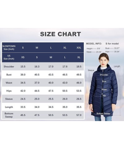 Women’s Lightweight Puffer Coat Long Hooded Puffer Jakcet Packable Warm Winter Coat Navy $21.60 Jackets