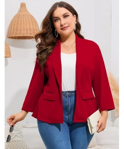 Women's Plus Size Casual Blazers Open Front Work Office Jackets Blazer with Pockets Red $21.60 Blazers