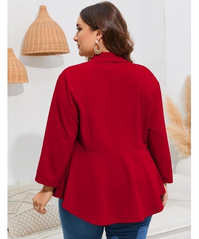 Women's Plus Size Casual Blazers Open Front Work Office Jackets Blazer with Pockets Red $21.60 Blazers