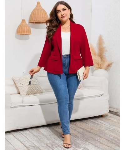 Women's Plus Size Casual Blazers Open Front Work Office Jackets Blazer with Pockets Red $21.60 Blazers