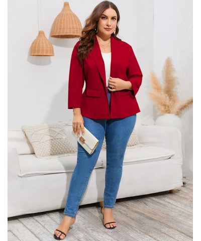 Women's Plus Size Casual Blazers Open Front Work Office Jackets Blazer with Pockets Red $21.60 Blazers