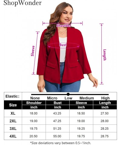 Women's Plus Size Casual Blazers Open Front Work Office Jackets Blazer with Pockets Red $21.60 Blazers