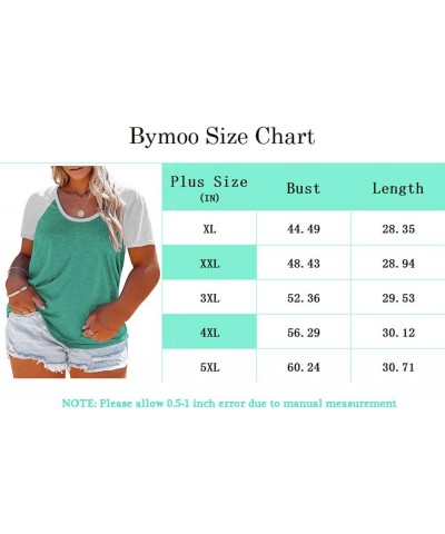 Womens Plus-Size Tops Summer Short Sleeve Shirts Crew Neck Color Block Tees 1X-5X Turquoise $13.50 Tops