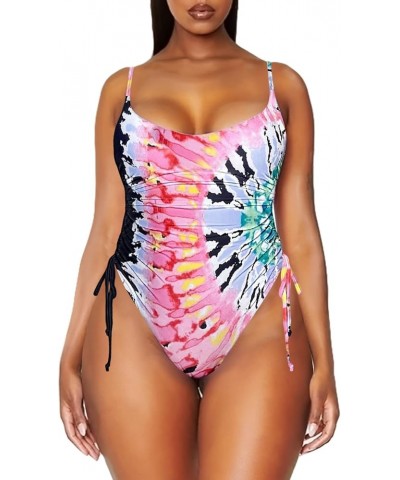 Women's Ruched High Cut One Piece Swimsuit Tummy Control Bathing Suit Monokini Multicolor $22.39 Swimsuits