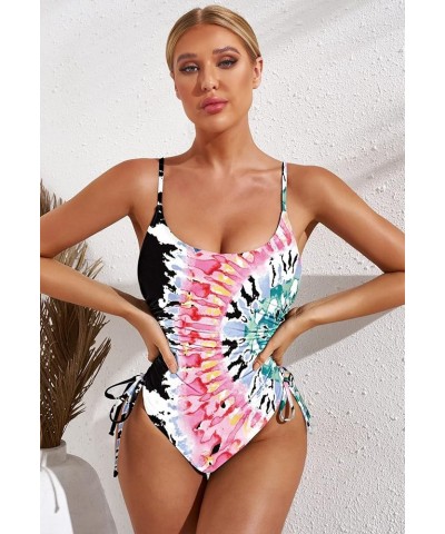 Women's Ruched High Cut One Piece Swimsuit Tummy Control Bathing Suit Monokini Multicolor $22.39 Swimsuits