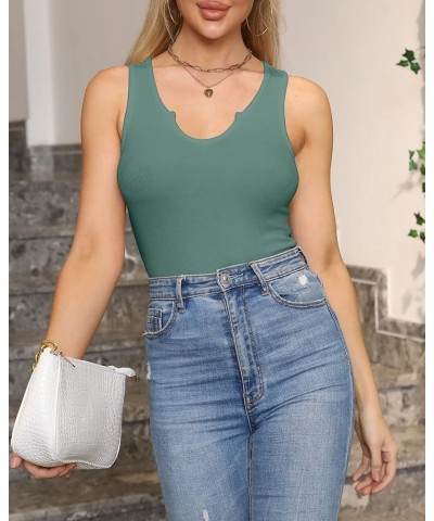 Tank Tops for Women Summer Sleeveless Shirts Ribbed Slim Fitted Tops A Blue Green $14.15 Tanks