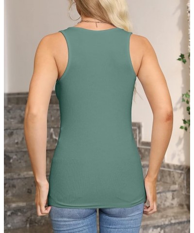 Tank Tops for Women Summer Sleeveless Shirts Ribbed Slim Fitted Tops A Blue Green $14.15 Tanks