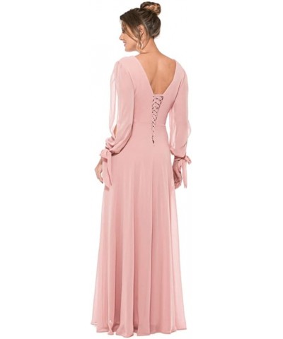 Women's V Neck Bridesmaid Dresses with Sleeves Long Chiffon Ruched Formal Evening Dresses Burgundy $32.00 Dresses