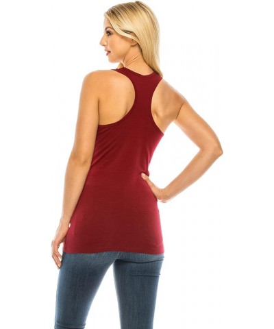 Women's Essential Basic Athletic Yoga Racerback Jersey Cotton Solid Workout Tank Top -Running, Exercise, Gym, Lounge Burgundy...