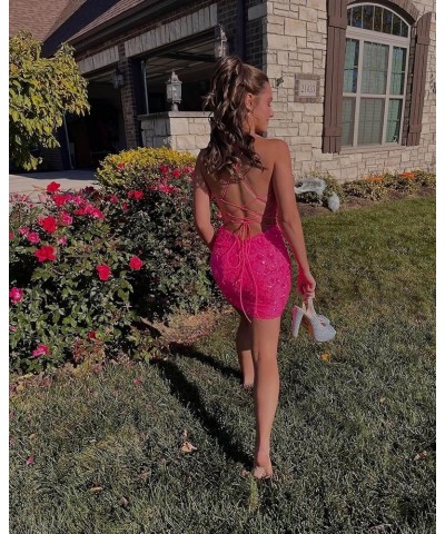 Sequin Lace Tight Homecoming Dresses for Teens Spaghetti Straps Backless Sparkly Bodycon Cocktail Gowns Emerald Green $33.79 ...