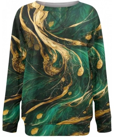 Long Sleeve Shirts For Women Vintage Graphic Long Sleeve Pullover Loose Fit Crewneck Sweatshirt Fall Casual Tops 5-green $9.1...