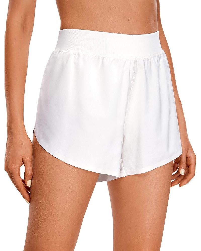 Mid Waisted Dolphin Athletic Shorts for Women Lightweight High Split Gym Workout Shorts with Liner Quick Dry White $14.19 Act...