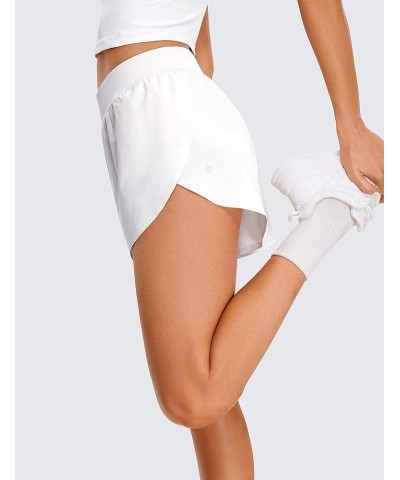 Mid Waisted Dolphin Athletic Shorts for Women Lightweight High Split Gym Workout Shorts with Liner Quick Dry White $14.19 Act...