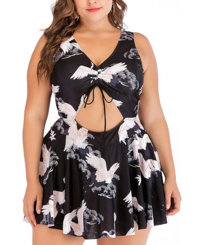 Plus Size Two Piece Swimdress for Women Flowy Swimsuit Tummy Control Tankini Bathing Suits 2X-6X C-black(1pc) $20.29 Swimsuits