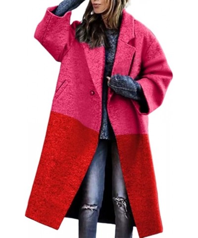 2023 New European And American Autumn Women's Long Sleeved Lapel Coat Printed Stylish with Zips Asymmetrical Red $21.48 Coats