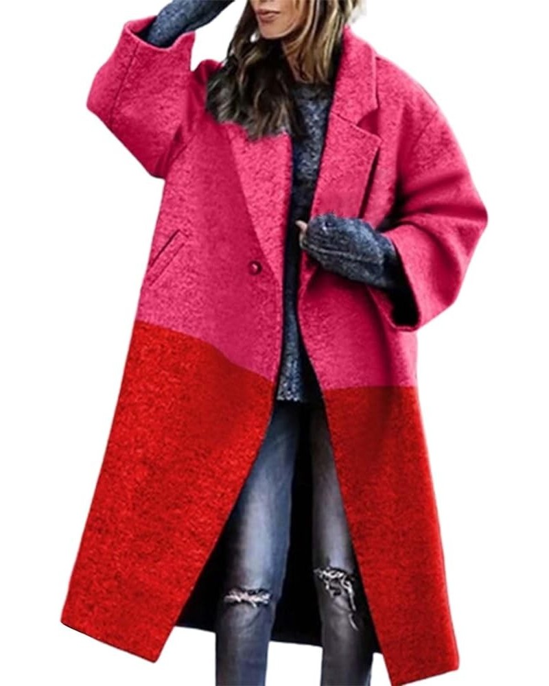 2023 New European And American Autumn Women's Long Sleeved Lapel Coat Printed Stylish with Zips Asymmetrical Red $21.48 Coats