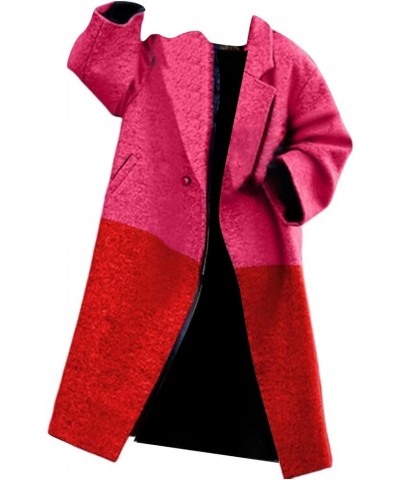 2023 New European And American Autumn Women's Long Sleeved Lapel Coat Printed Stylish with Zips Asymmetrical Red $21.48 Coats