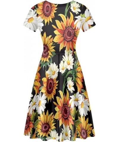 Animal Giraffe Print Dress for Women Sexy Short Vintage A-line Skater Dress for Women Plus Size Sunflower $15.94 Dresses