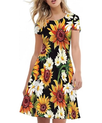 Animal Giraffe Print Dress for Women Sexy Short Vintage A-line Skater Dress for Women Plus Size Sunflower $15.94 Dresses