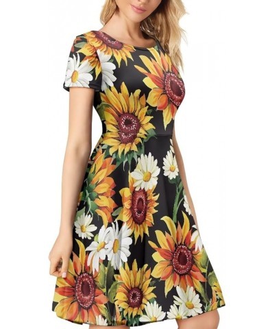 Animal Giraffe Print Dress for Women Sexy Short Vintage A-line Skater Dress for Women Plus Size Sunflower $15.94 Dresses