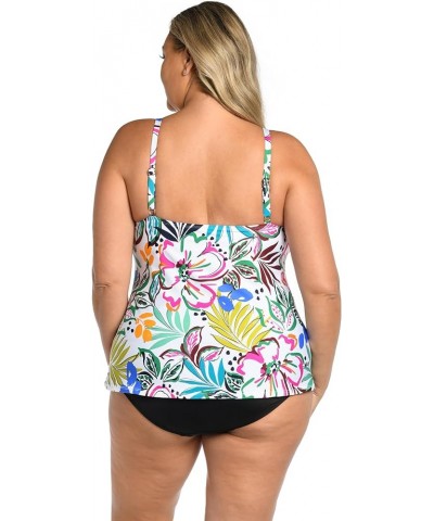 High Neck Adjustable Neckline Tankini Swimsuit Top Multi//Sketched Flora $11.64 Swimsuits
