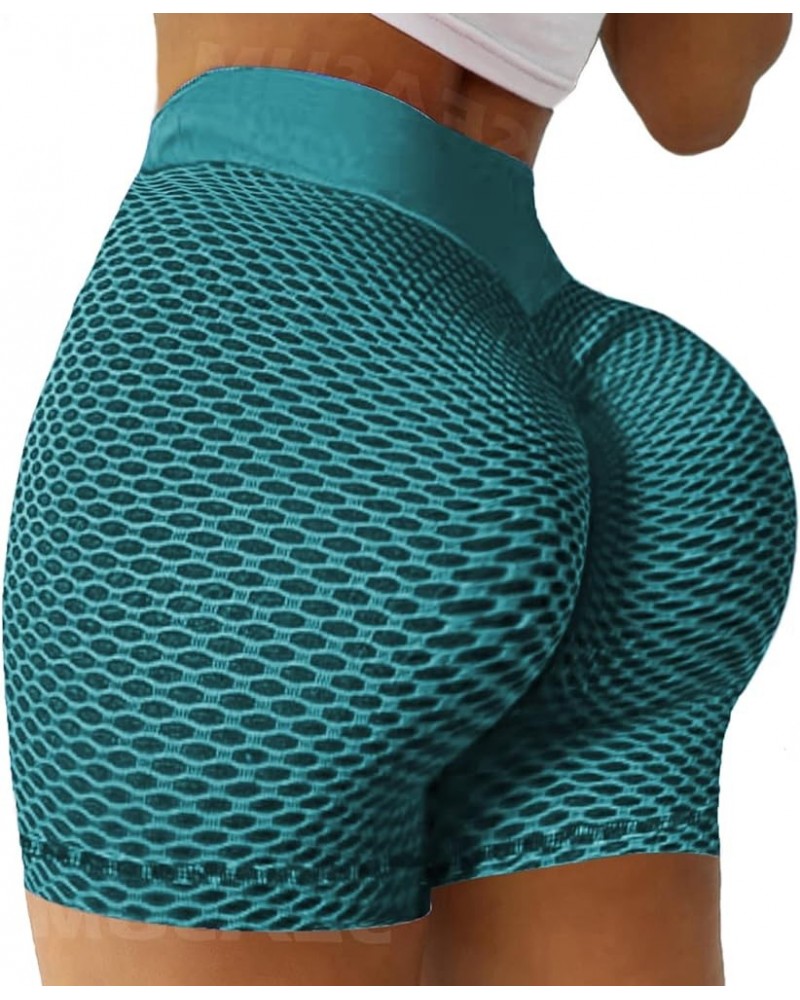 Women Workout Booty Shorts Scrunch Butt Lifting Yoga Shorts High Waist Sports Textured Leggings Anti Cellulite C-mesh Green $...