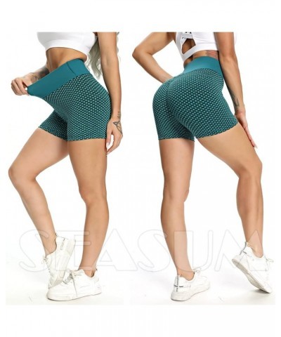 Women Workout Booty Shorts Scrunch Butt Lifting Yoga Shorts High Waist Sports Textured Leggings Anti Cellulite C-mesh Green $...