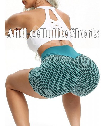 Women Workout Booty Shorts Scrunch Butt Lifting Yoga Shorts High Waist Sports Textured Leggings Anti Cellulite C-mesh Green $...