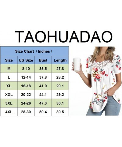 Women's Summer Casual Cute Tops Short Sleeve Lace Shirts Pleated Tunic Tops for Leggings Loose Blouses Blue-white Flower $9.9...