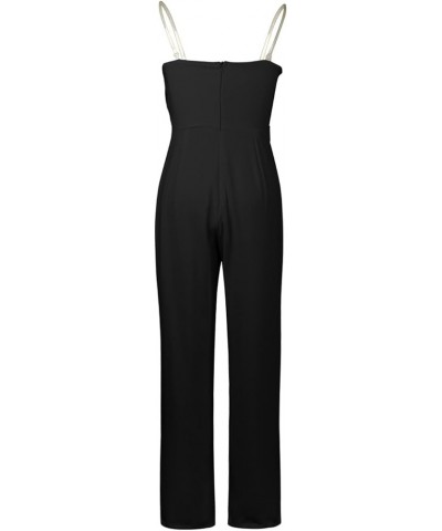 Jumpsuits for Women Dressy Sexy Holiday Wide Leg Jumpsuit Summer Straps Sleeveless Wide Leg Romper Elasticated Overalls 03-bl...